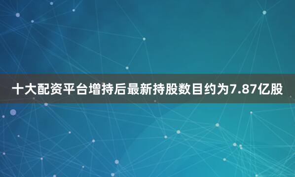 十大配资平台增持后最新持股数目约为7.87亿股